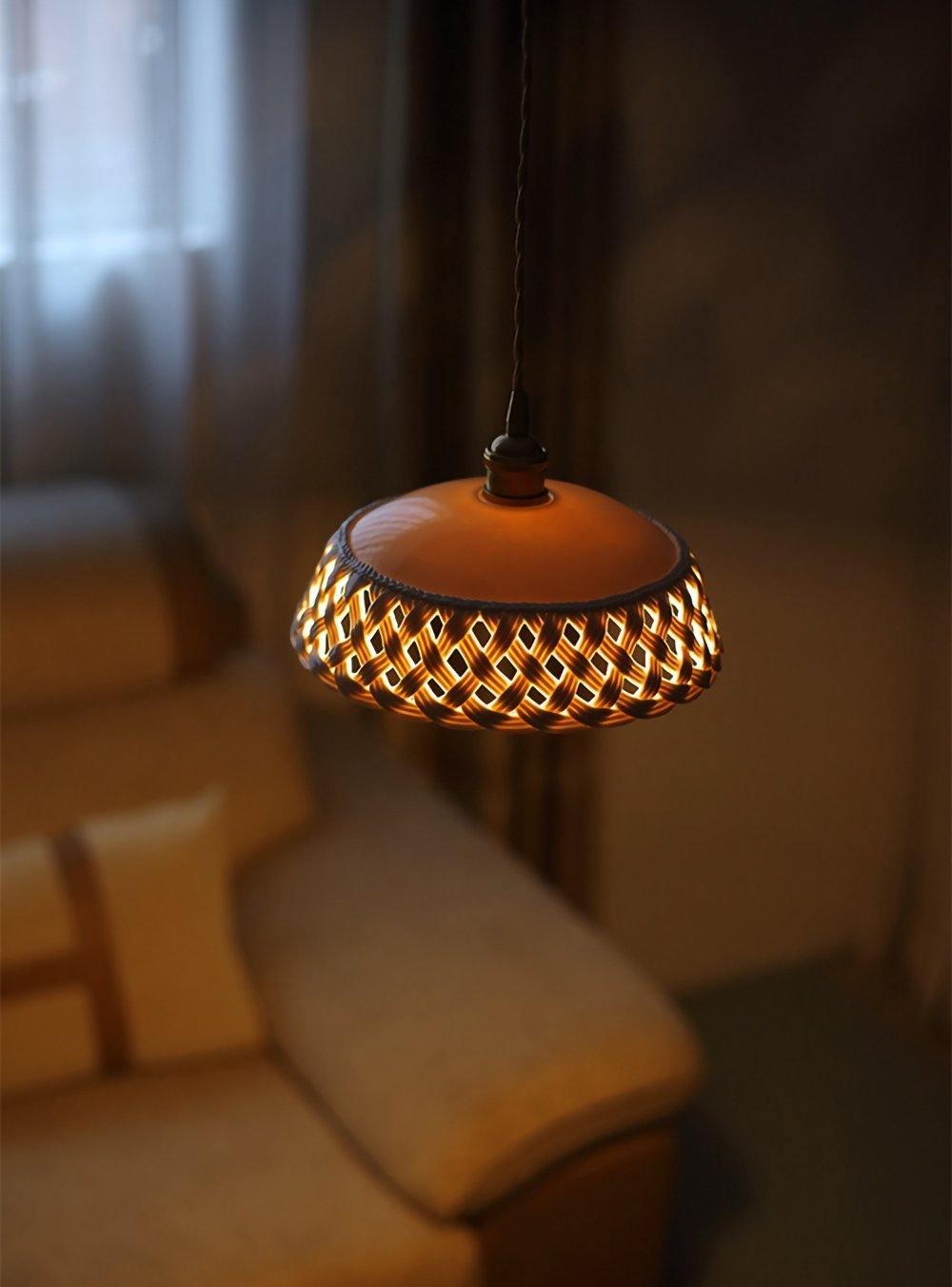 Céravelle | Lampe Suspendue – Céramique artisanale émail blanc mat