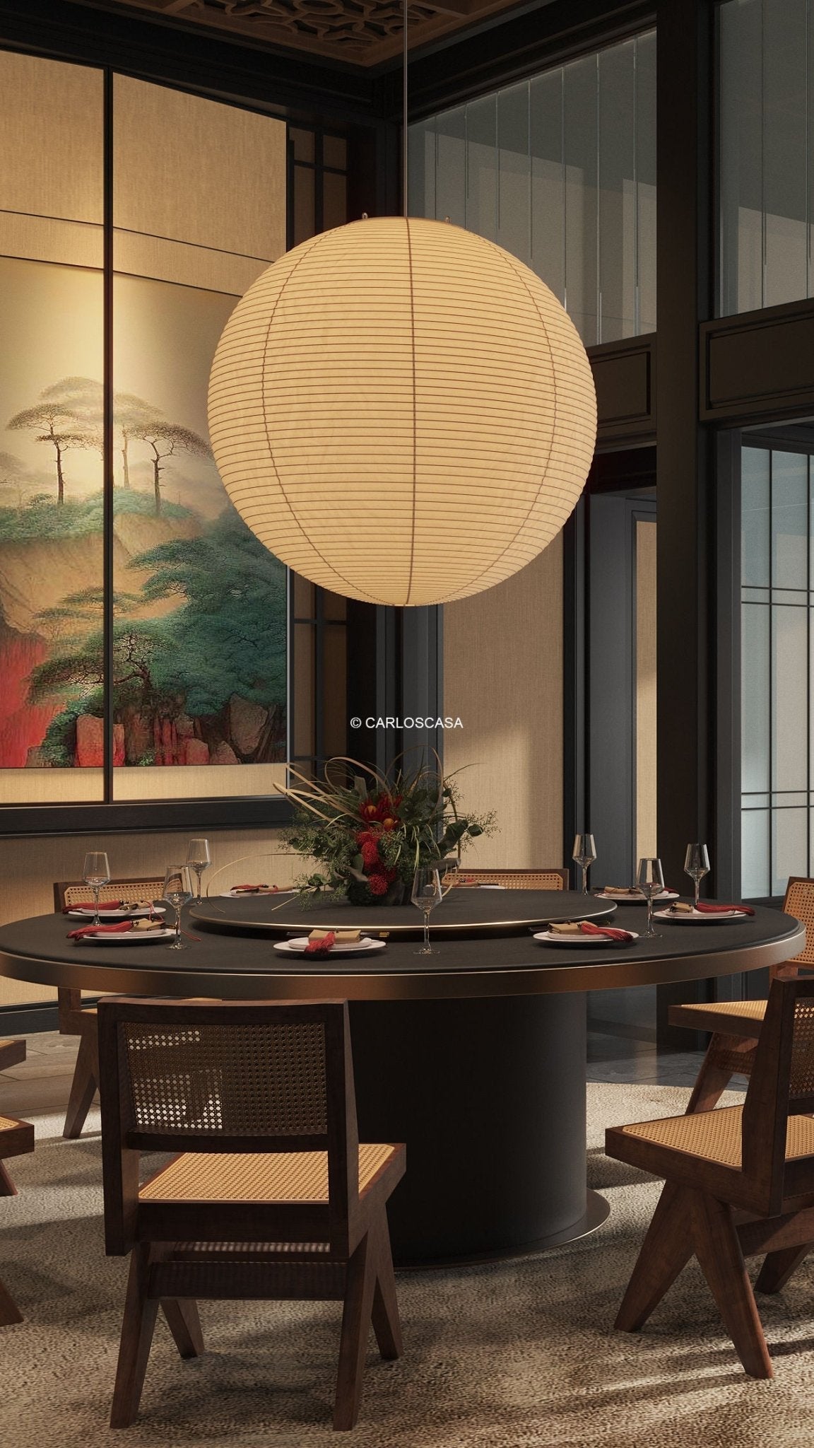 Akiréa | Suspension Ronde – Inspiration Japonaise et Lumière Apaisante