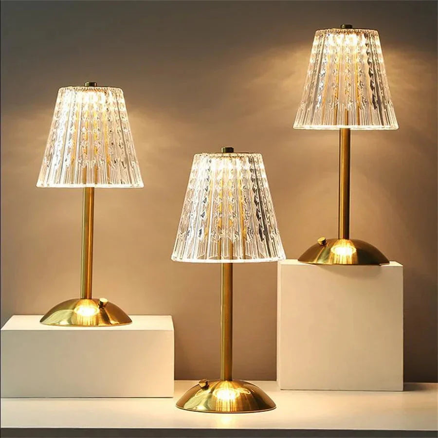 LumiVerre | Lampe de Table – Cristal Raffiné et Éclairage Sans Fil