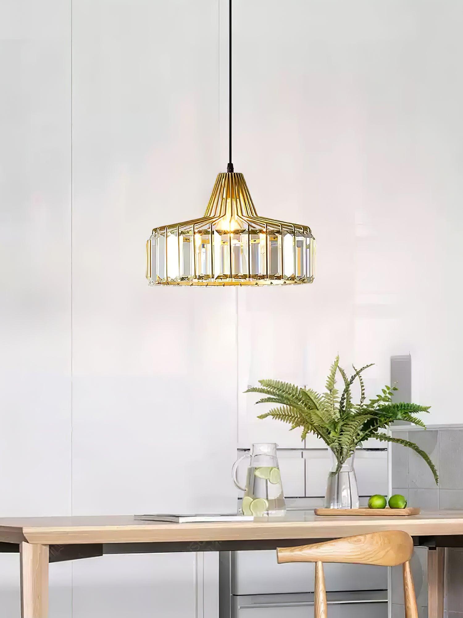Orfina | Lampe Suspendue – Diffusion brillante abat jour cristal