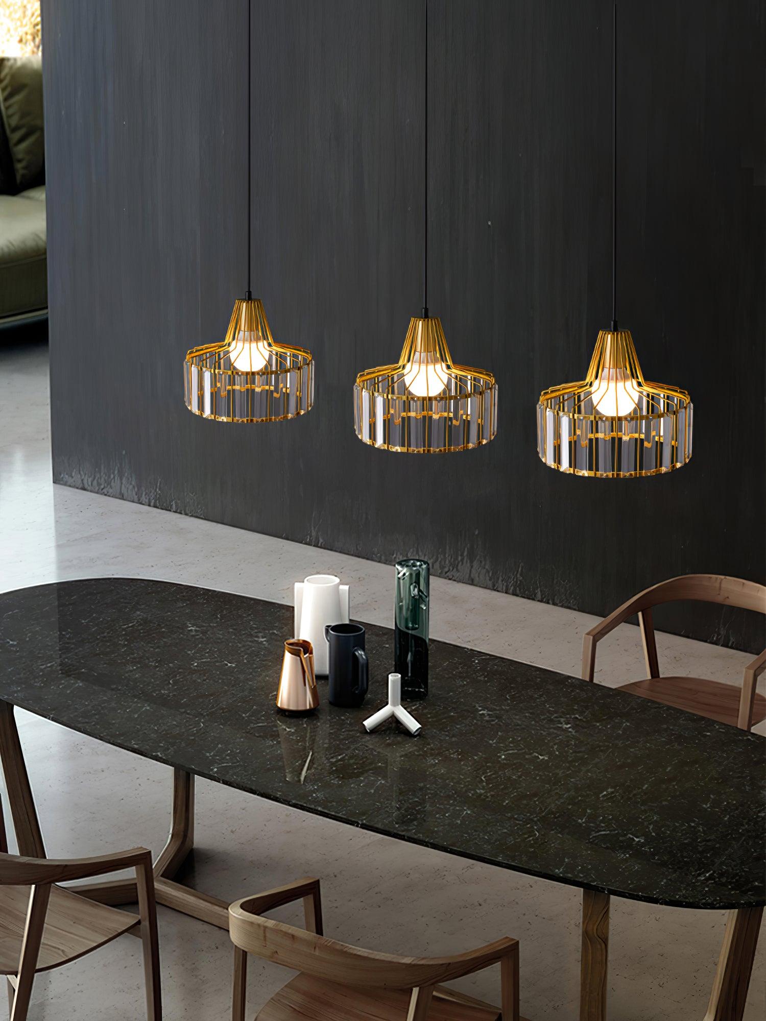 Orfina | Lampe Suspendue – Diffusion brillante abat jour cristal