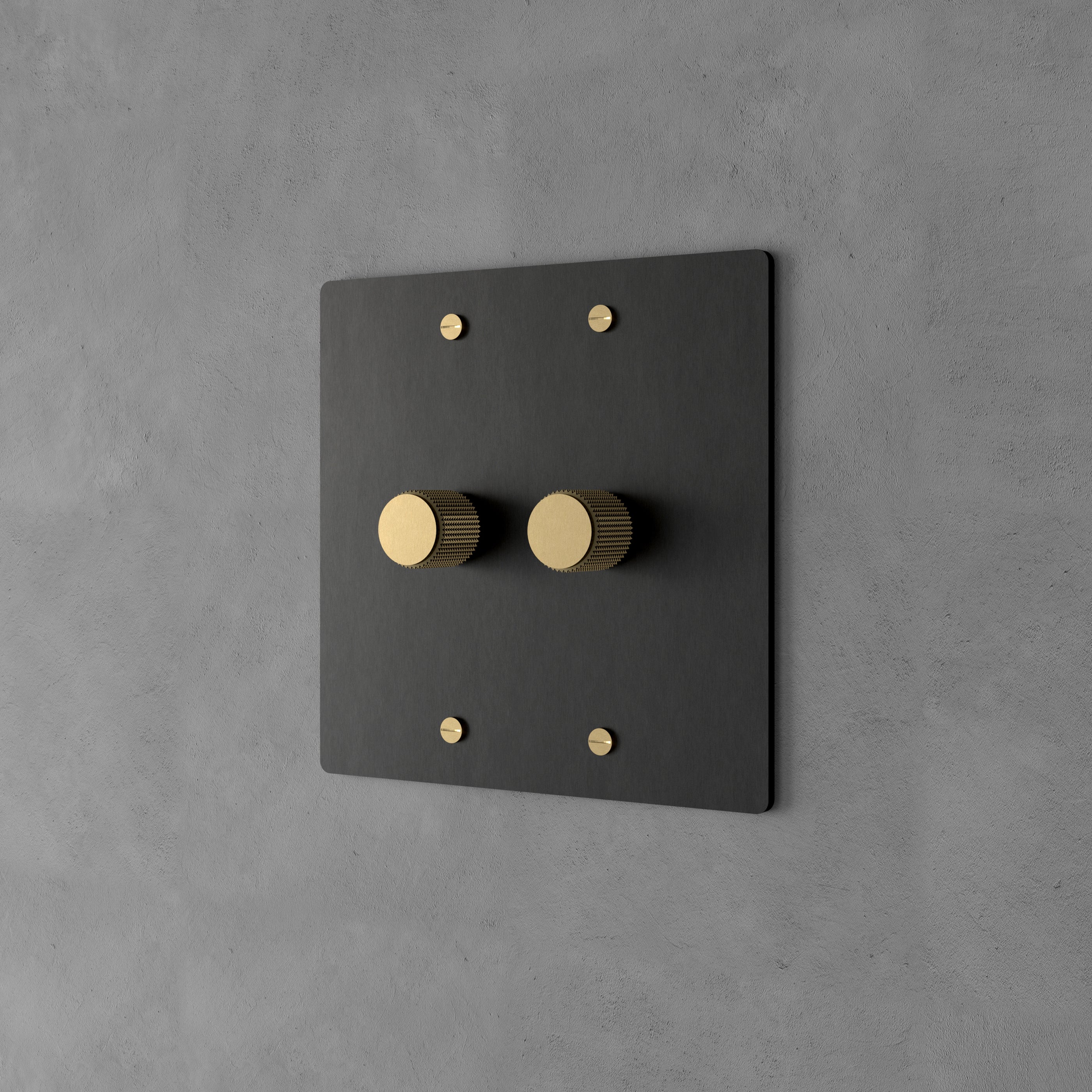 Dervan - Variateur De Lumière Mural Noir Nuit Avec Laiton 2 Touches Va-Et-Vient