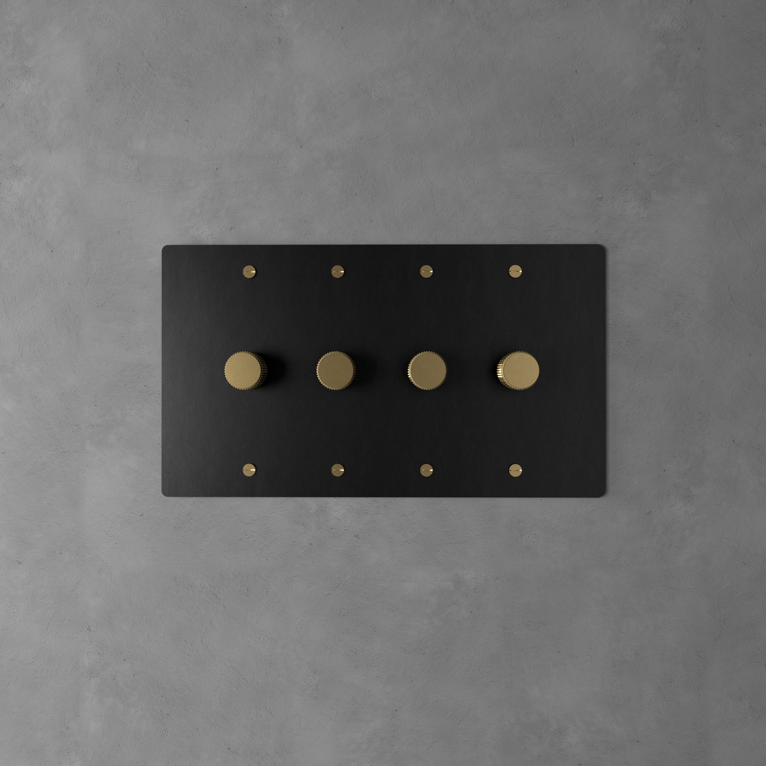 Dervan - Variateur De Lumière Mural Noir Nuit Avec Laiton 4 Touches Va-Et-Vient