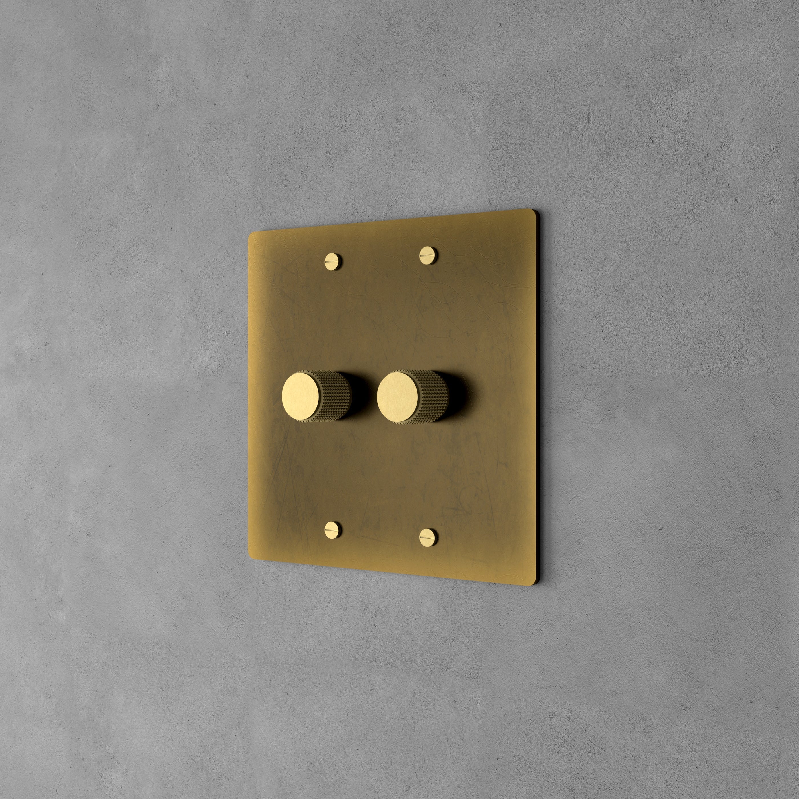 Dervan - Variateur De Lumière Mural Laiton Vieilli Avec Patine 2 Touches Va-Et-Vient