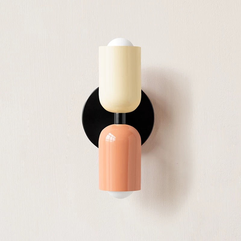 Duoval - Applique Murale Double Point Lumineux Beige + Rose