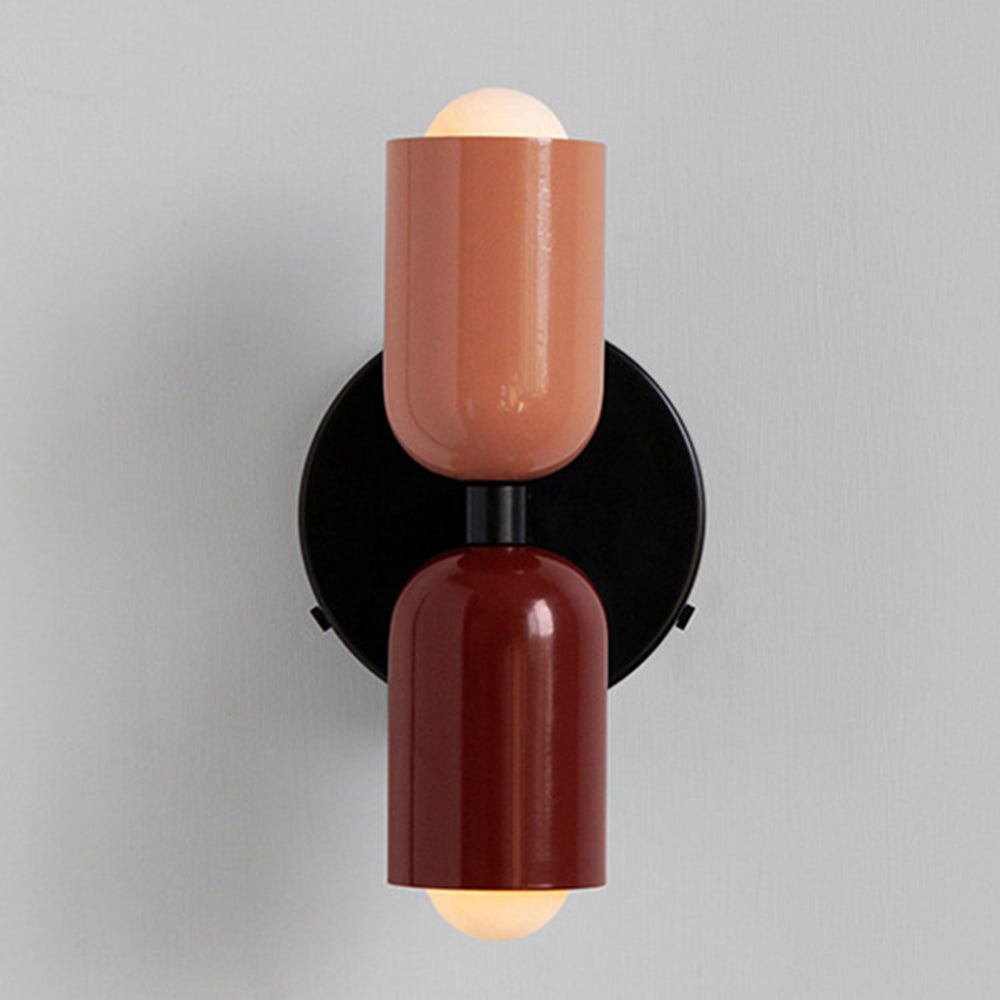 Duoval - Applique Murale Double Point Lumineux Rose + Rouge