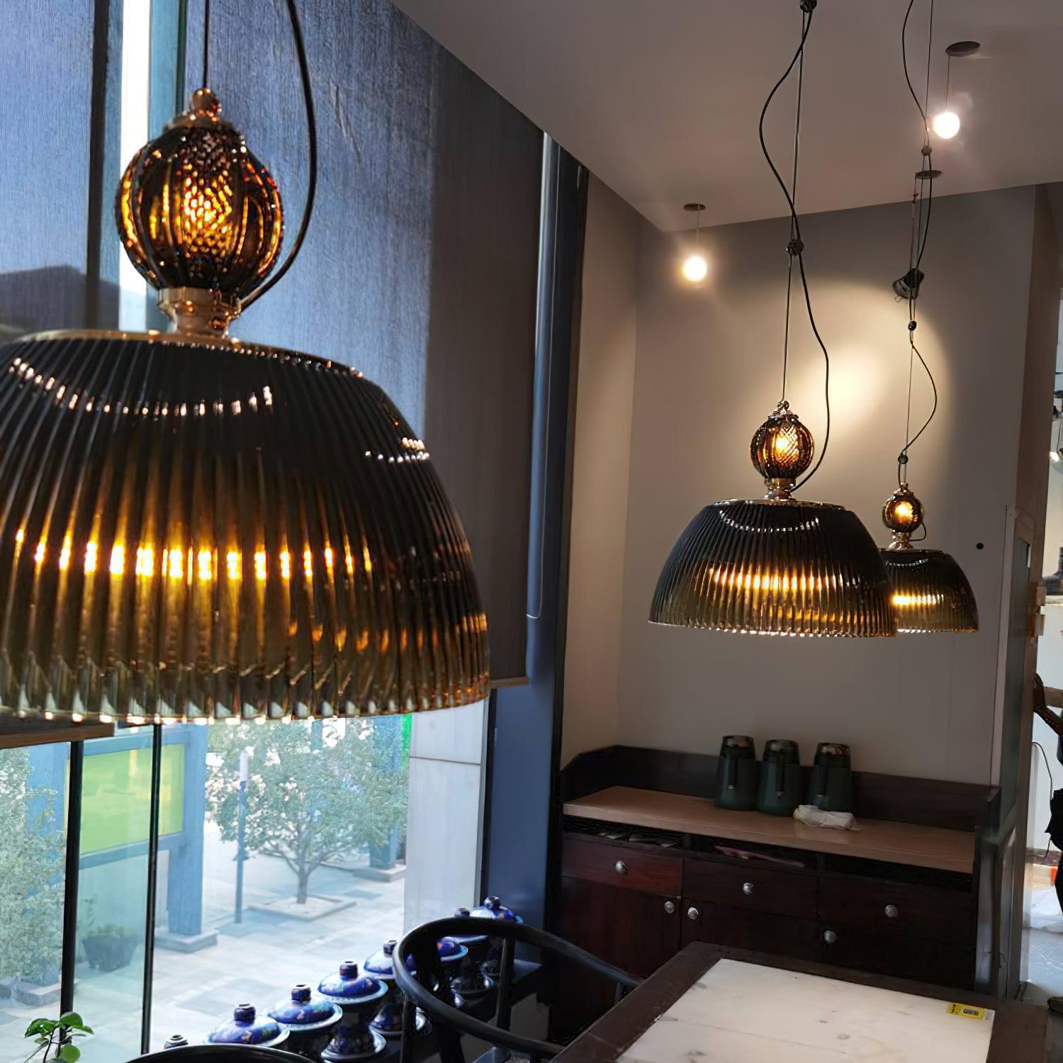 Évolisse | Lampe Suspendue en Verre – Dégradé vert rétro élégant