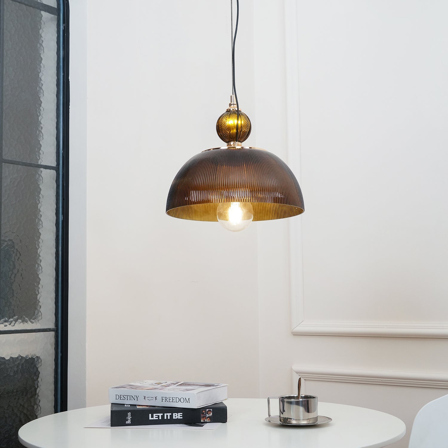 Évolisse | Lampe Suspendue en Verre – Dégradé vert rétro élégant