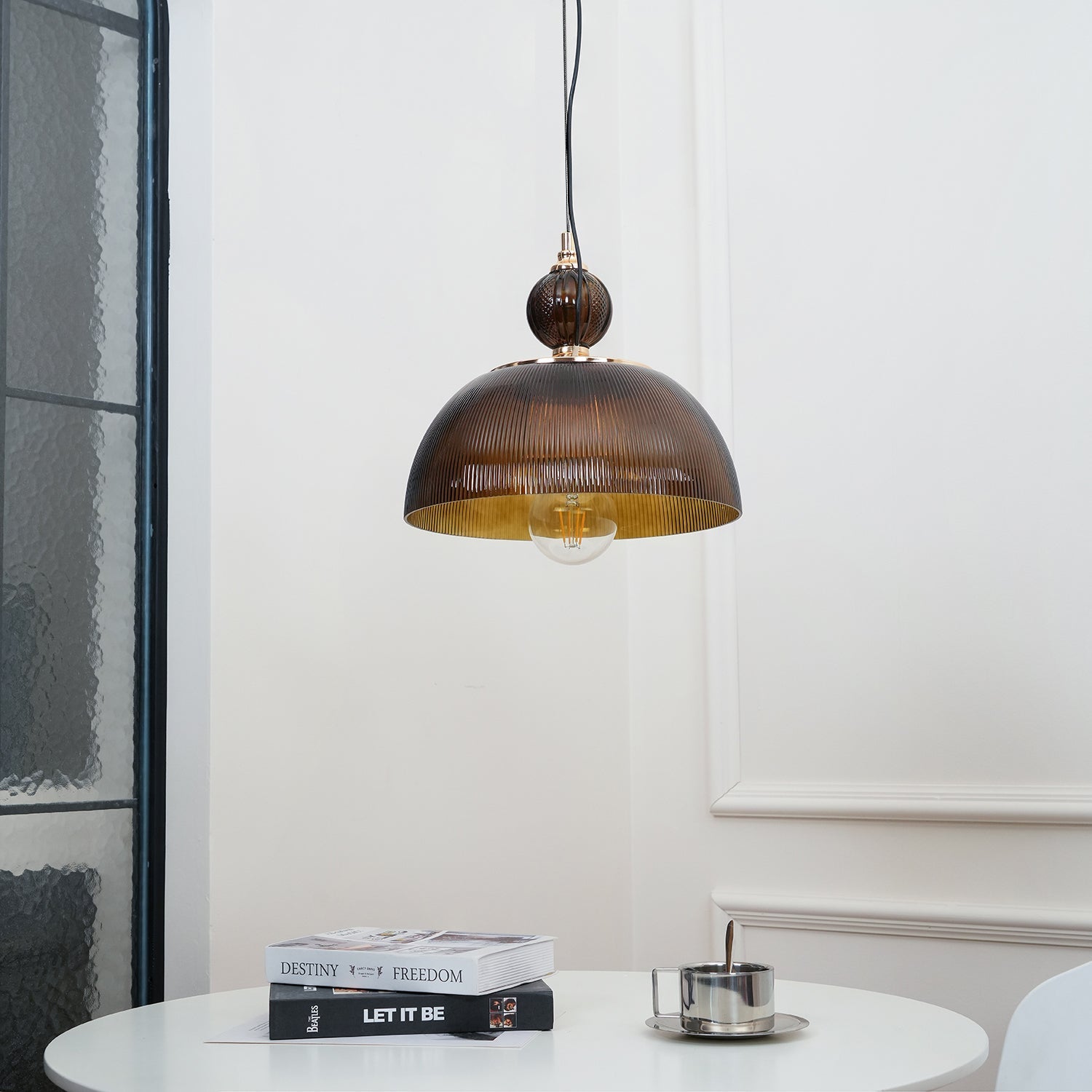 Évolisse | Lampe Suspendue en Verre – Dégradé vert rétro élégant