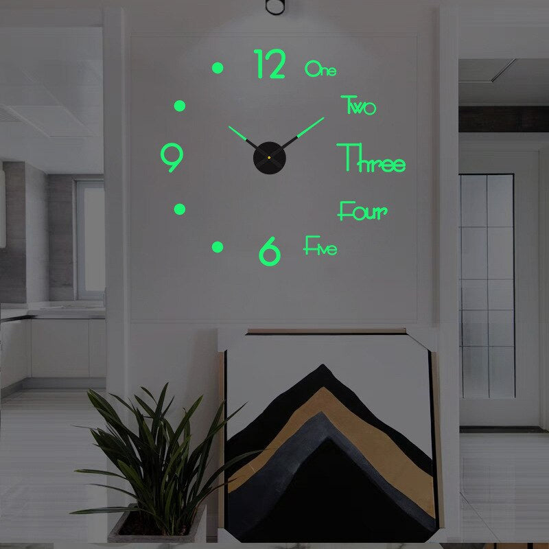 Horlogea - Grande Horloge Murale Design 3D Demi - Lumineux