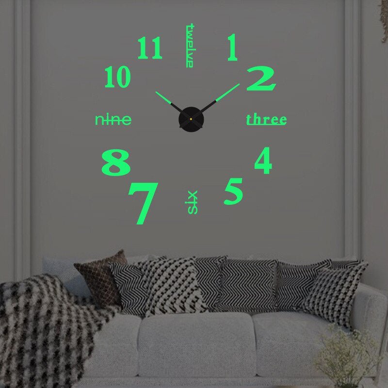 Horlogea - Grande Horloge Murale Design 3D Quart - Lumineux