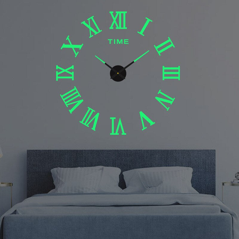 Horlogea - Grande Horloge Murale Design 3D Romain - Lumineux