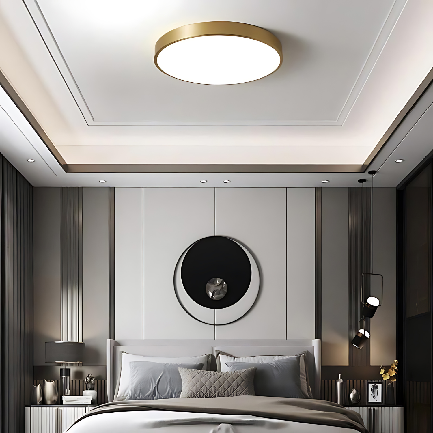 Lampe Décorative Élégante en Métal et Verre – Luminaire pour Salon Noir et Doré avec Éclairage LED Doux 6