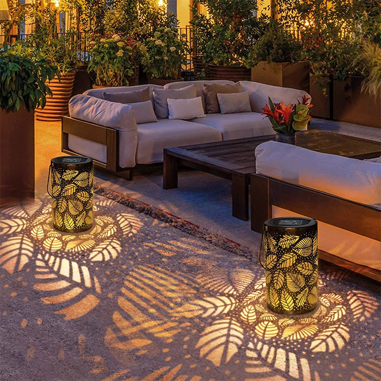 PalmLuxe | Lanterne Décorative – Éclairage Feuilles Dorées