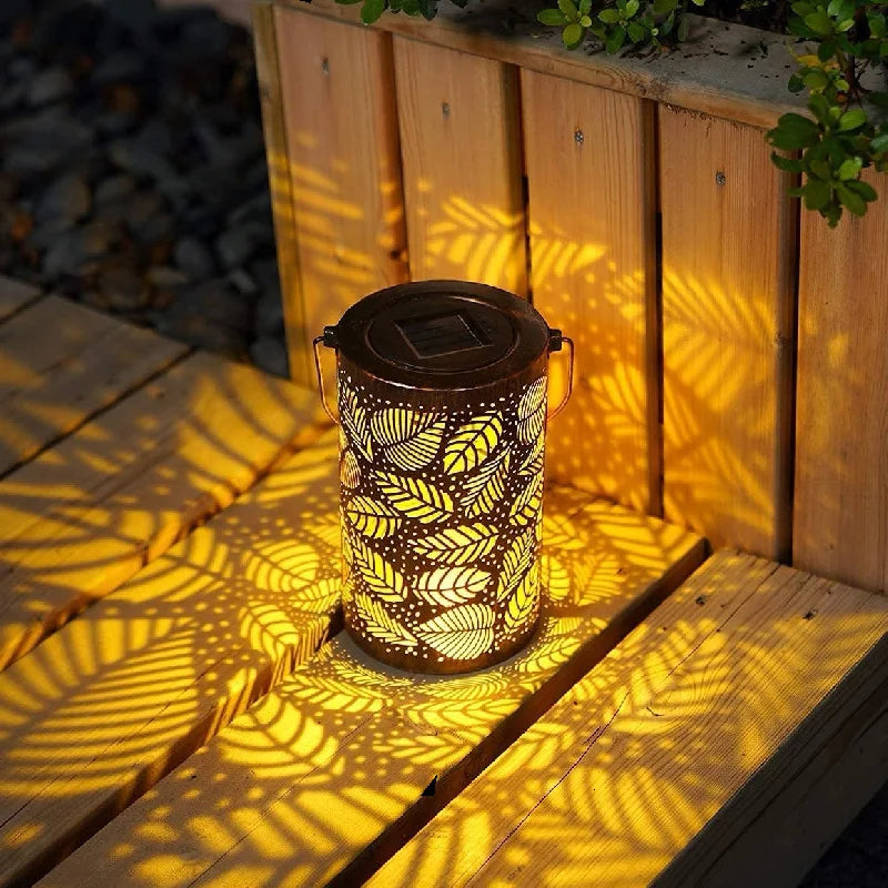 PalmLuxe | Lanterne Décorative – Éclairage Feuilles Dorées