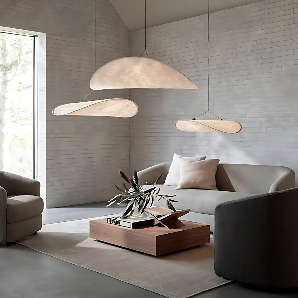 Lustre Japandi en Soie Suspendu pour Salon et Chambre – Éclairage Élégant et Créatif, Design Boho, Hauteur Réglable 5