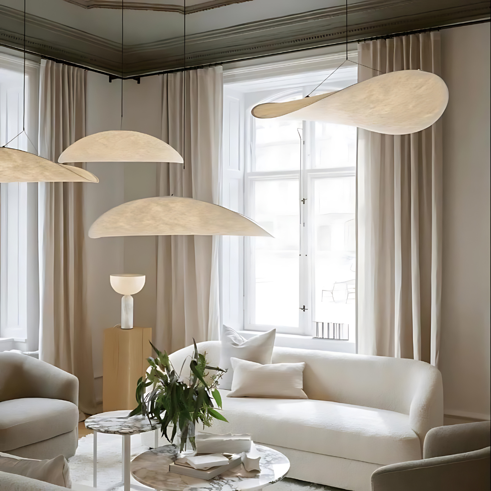 Lustre Japandi en Soie Suspendu pour Salon et Chambre – Éclairage Élégant et Créatif, Design Boho, Hauteur Réglable 6