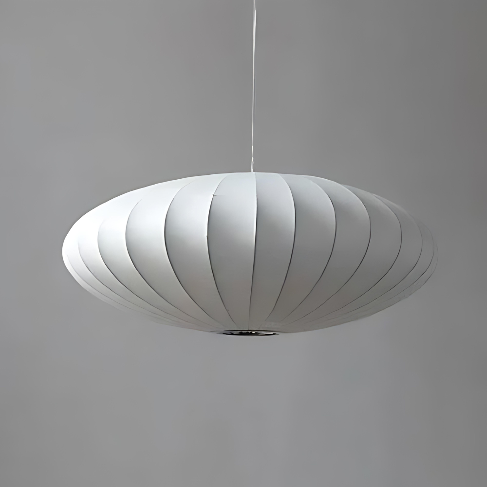 Lustre Moderne en Soie Japandi – Luminaire Suspendu Élégant pour Chambre et Salle à Manger, 30 cm, Blanc et Doré 5