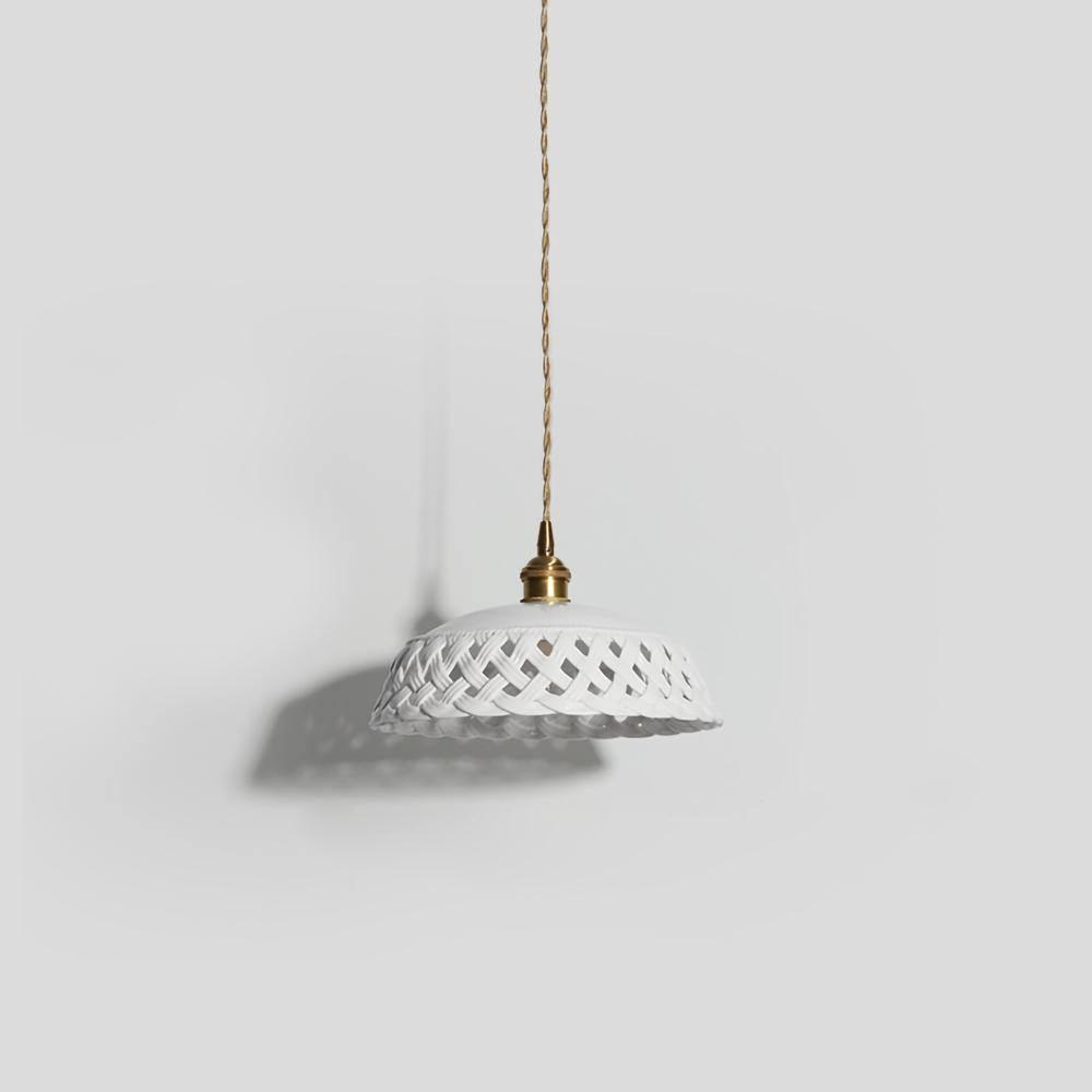 Céravelle | Lampe Suspendue – Céramique artisanale émail blanc mat