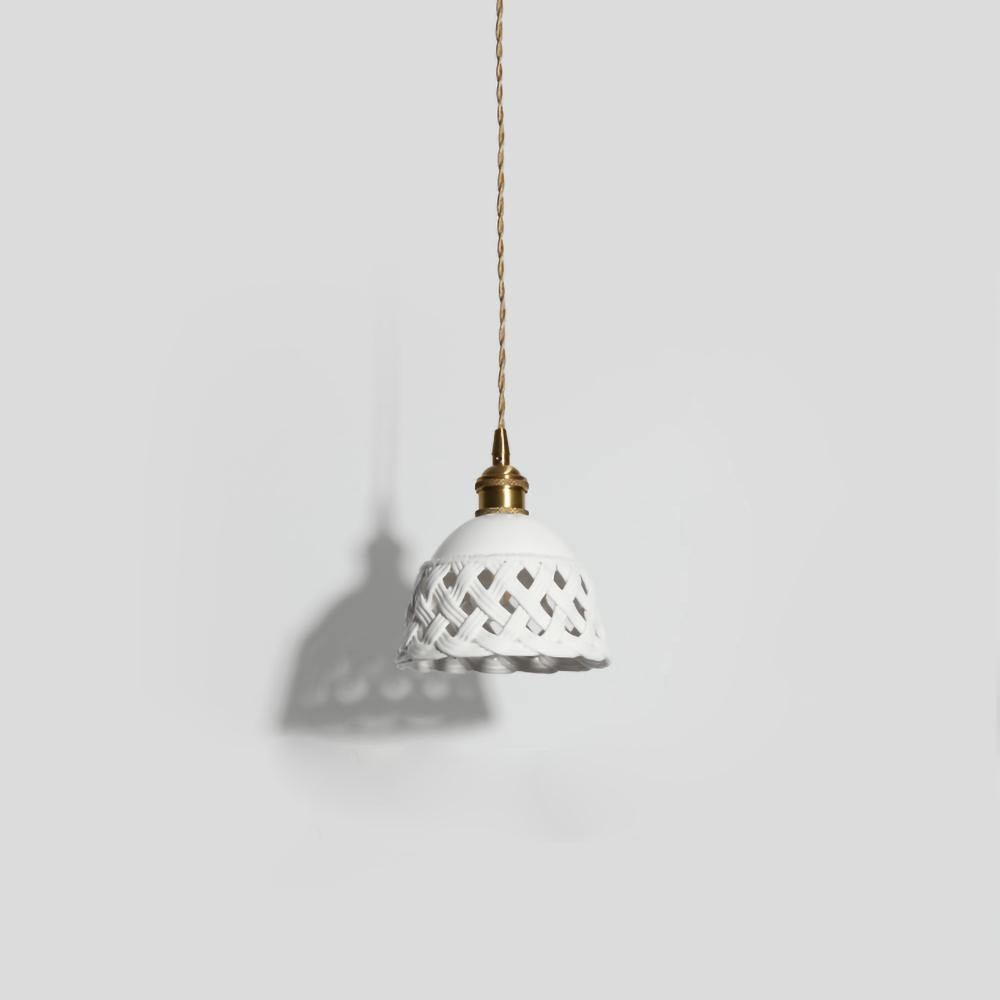 Céravelle | Lampe Suspendue – Céramique artisanale émail blanc mat