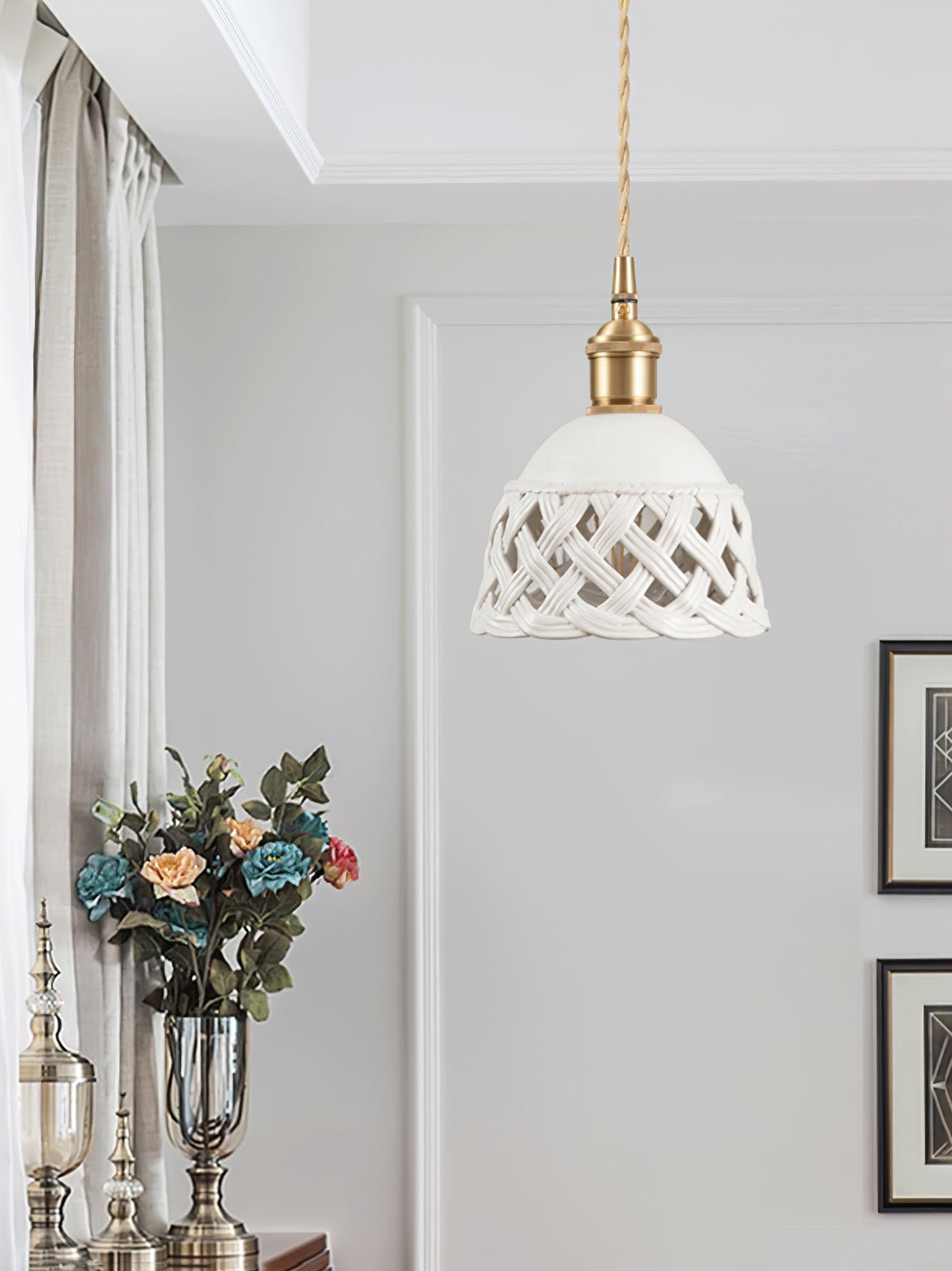 Céravelle | Lampe Suspendue – Céramique artisanale émail blanc mat