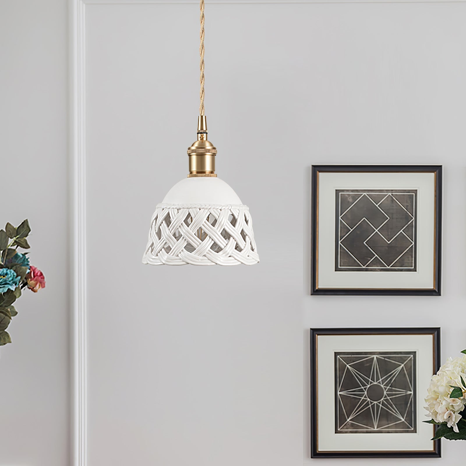 Céravelle | Lampe Suspendue – Céramique artisanale émail blanc mat