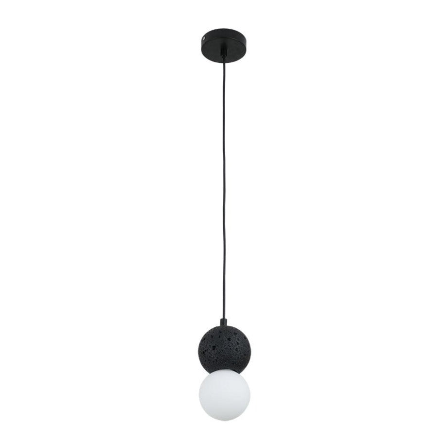 Soléra | Suspension Géométrique – Verre Opale et Grès Volcanique