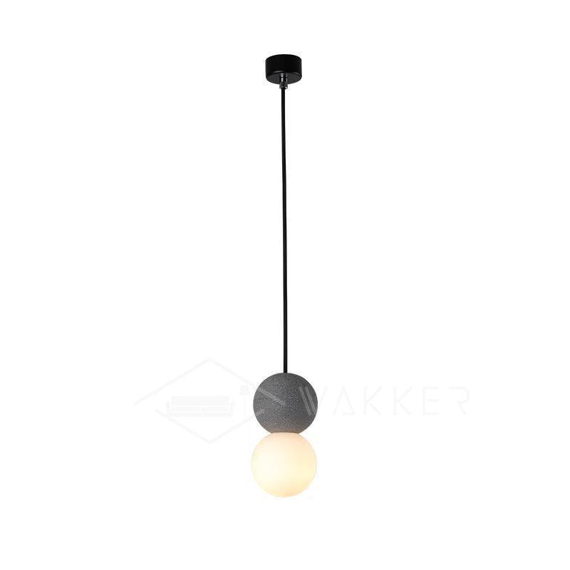 Soléra | Suspension Géométrique – Verre Opale et Grès Volcanique