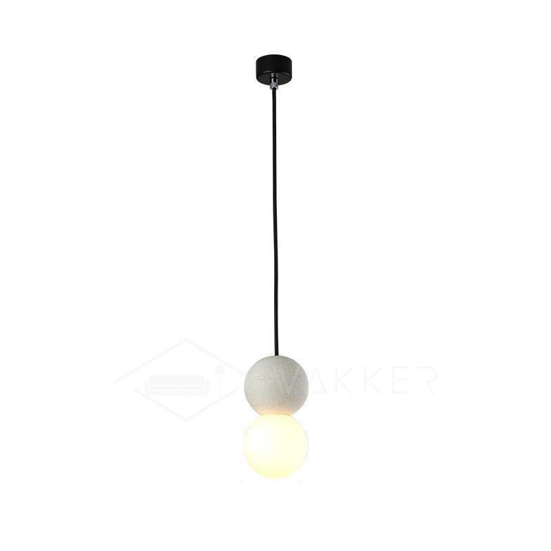 Soléra | Suspension Géométrique – Verre Opale et Grès Volcanique