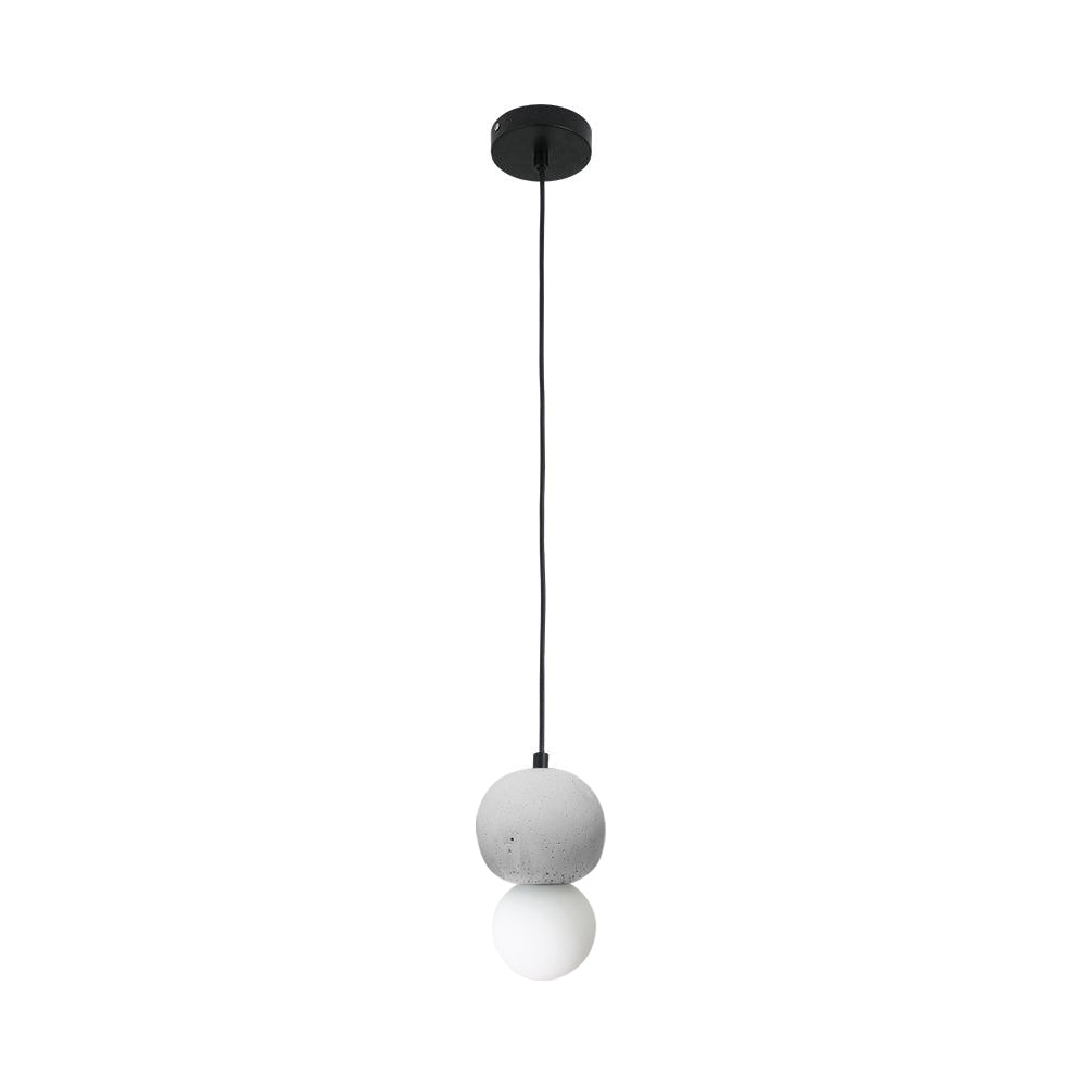 Soléra | Suspension Géométrique – Verre Opale et Grès Volcanique