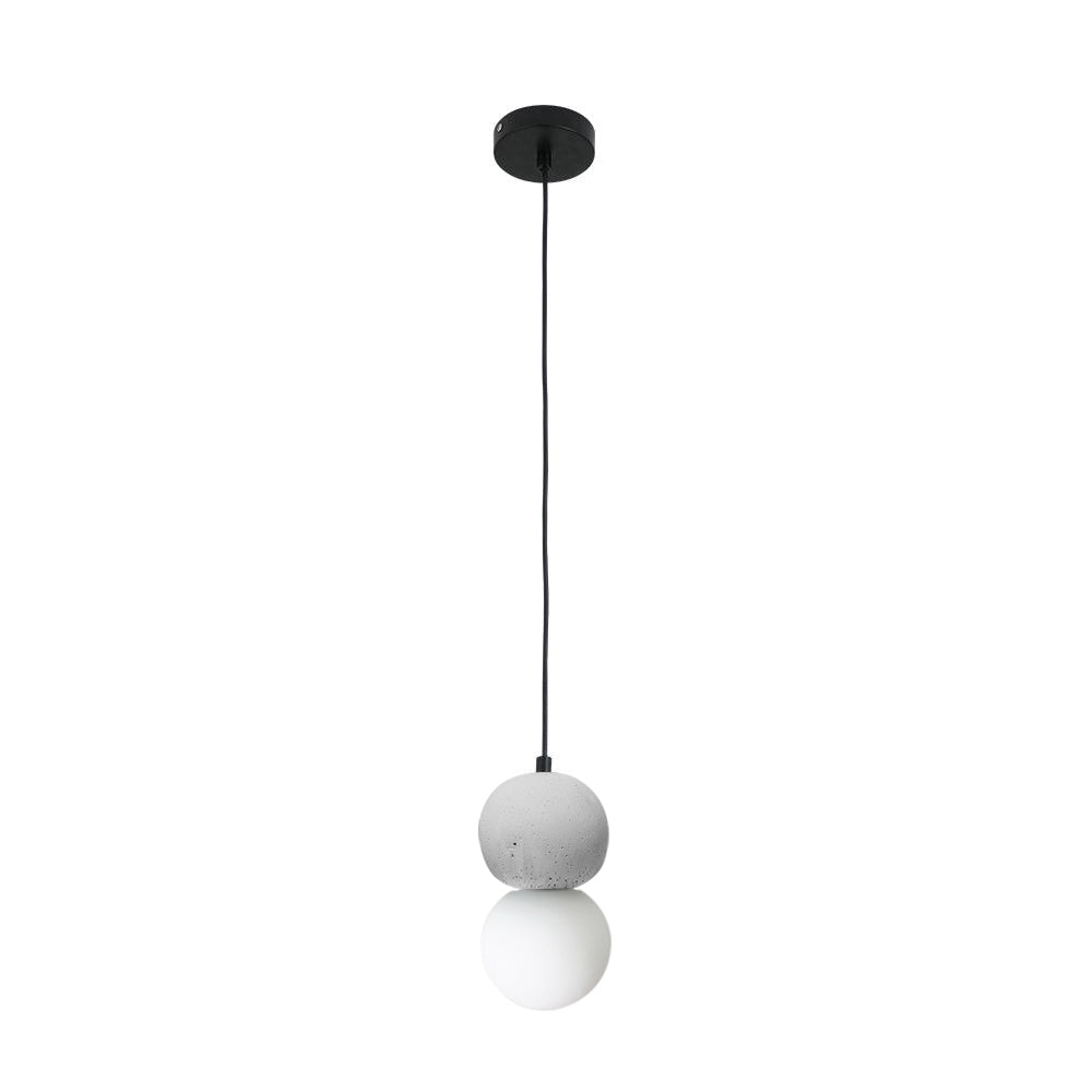 Soléra | Suspension Géométrique – Verre Opale et Grès Volcanique