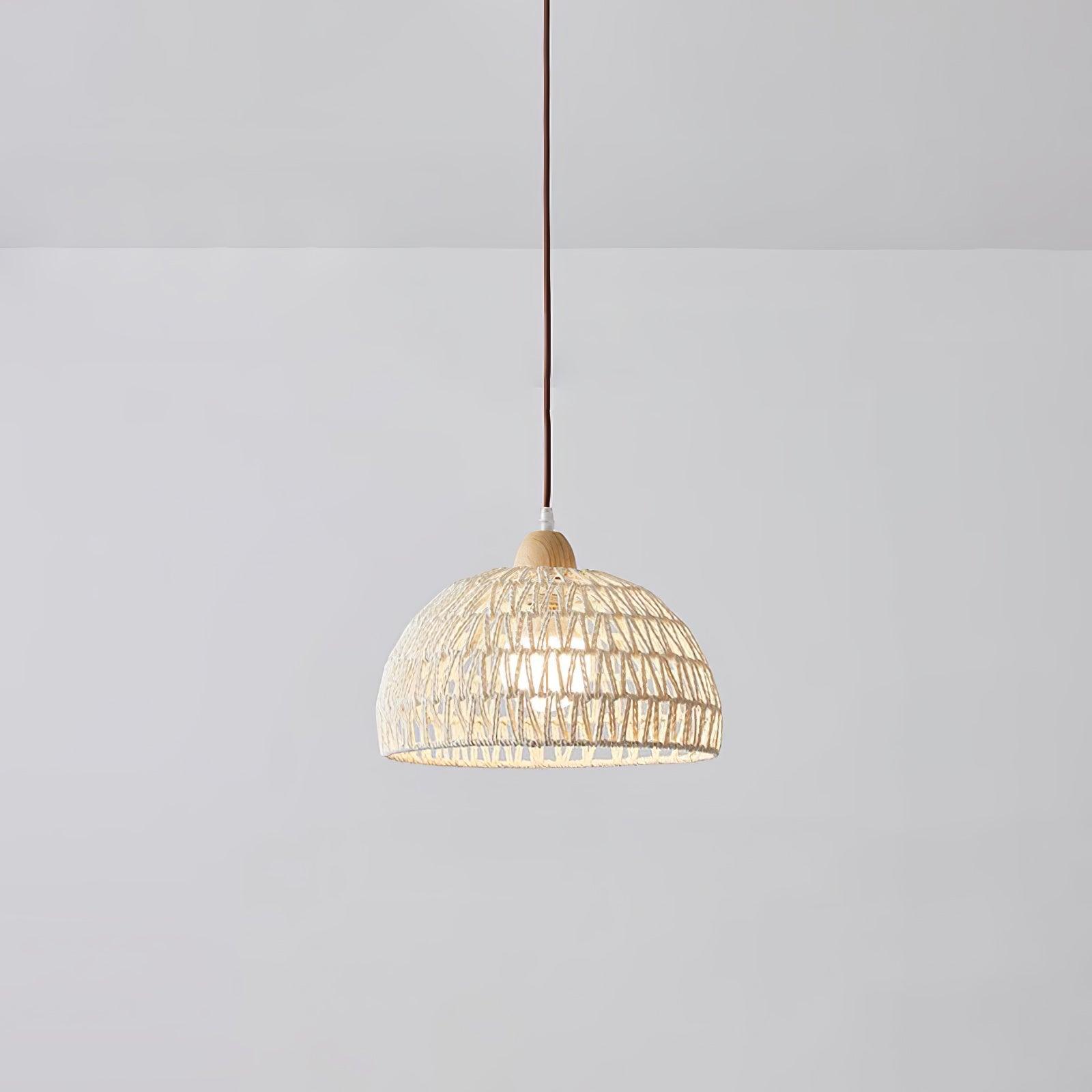 Osierelle | Lampe Suspendue en Rotin – Arc élégant lumière douce
