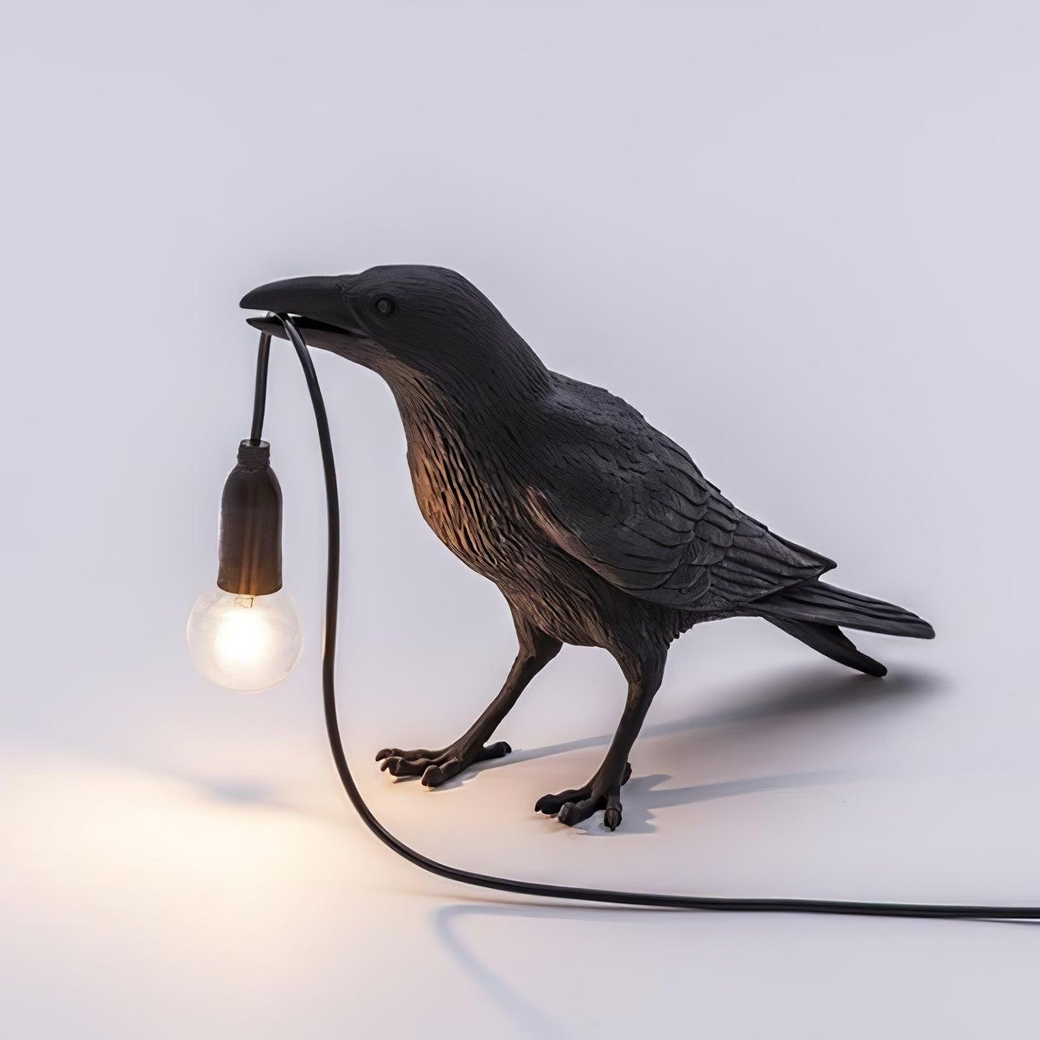 Corvélis | Lampe de Table – Corbeau sculpté résine style moderne