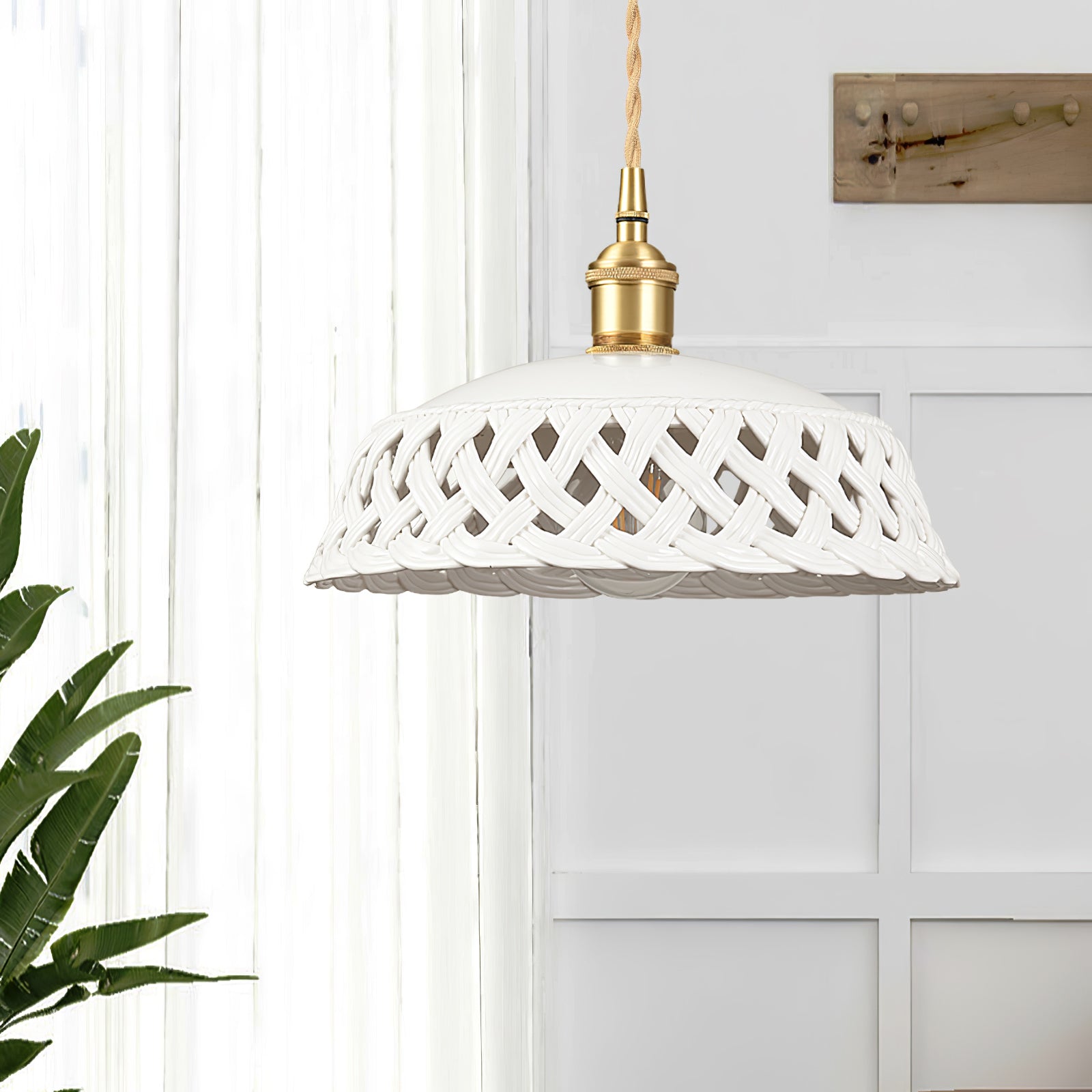 Céravelle | Lampe Suspendue – Céramique artisanale émail blanc mat
