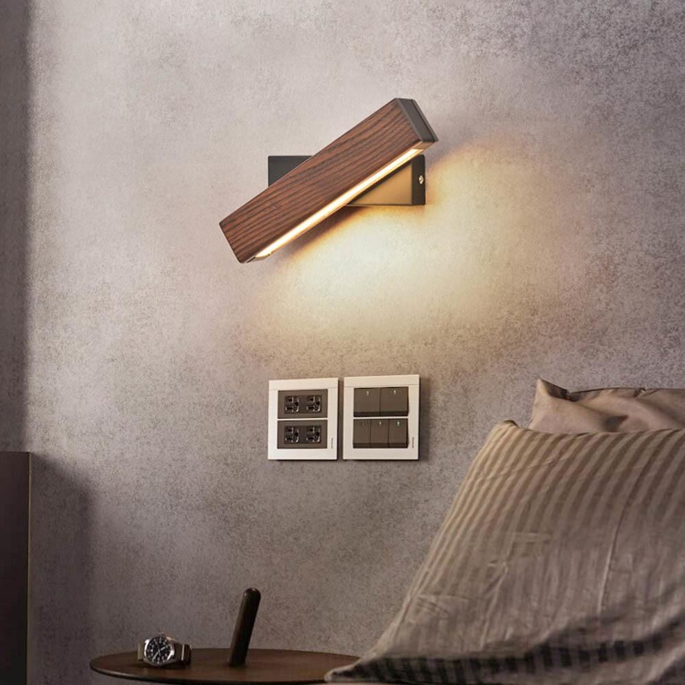 Clairvoie | Applique Murale LED – Rotation à 360° & design nordique Bois Foncé