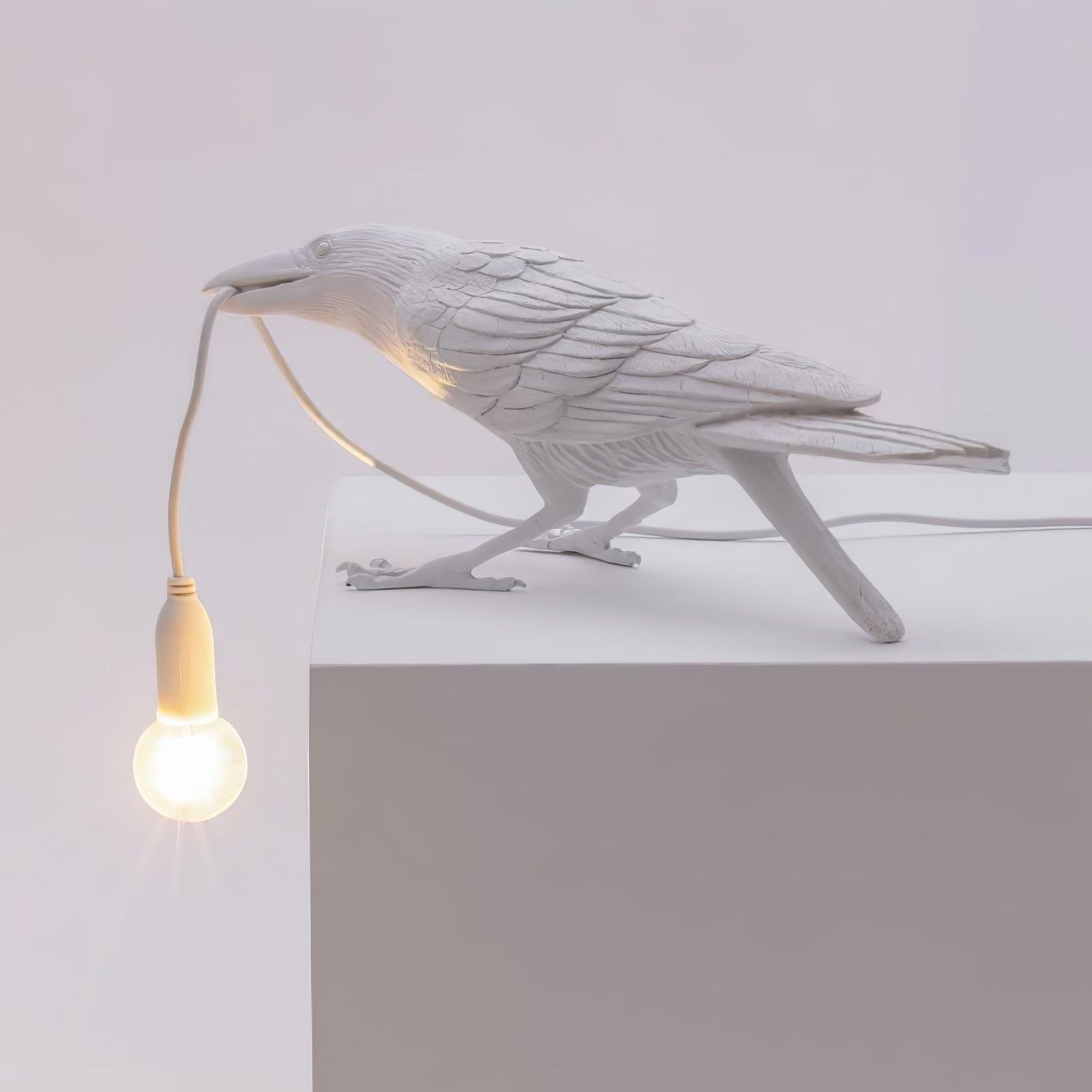 Corvélis | Lampe de Table – Corbeau sculpté résine style moderne