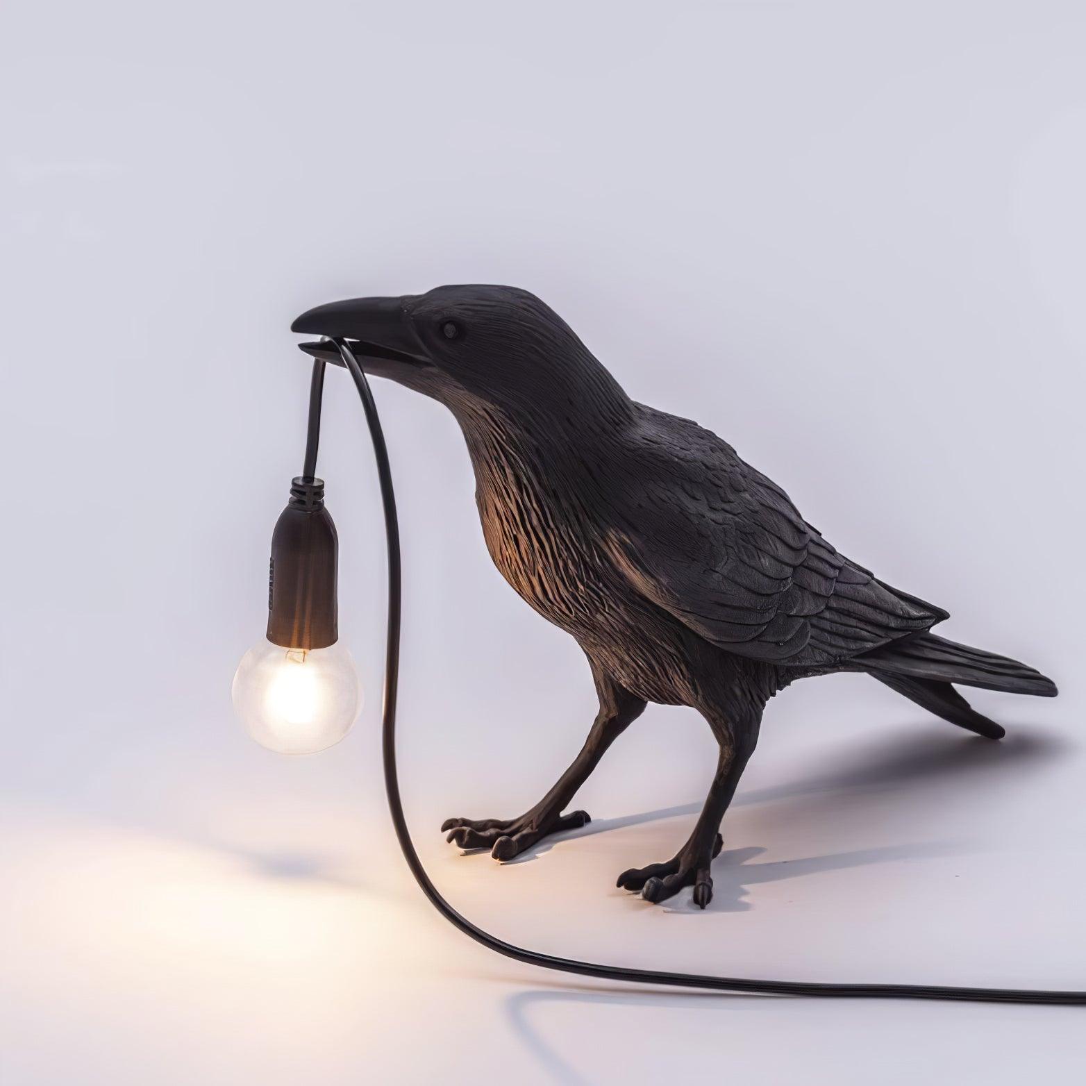 Corvélis | Lampe de Table – Corbeau sculpté résine style moderne