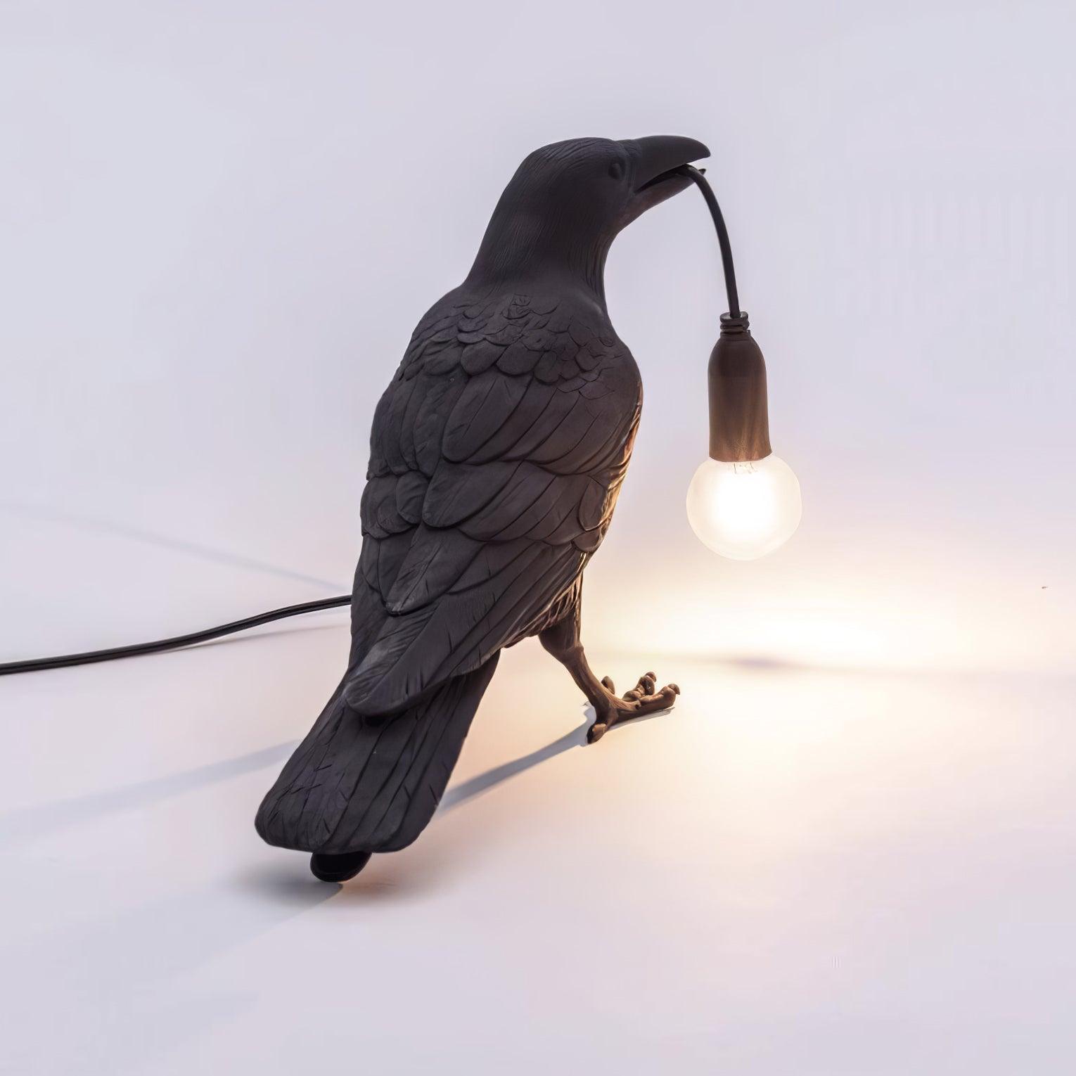 Corvélis | Lampe de Table – Corbeau sculpté résine style moderne