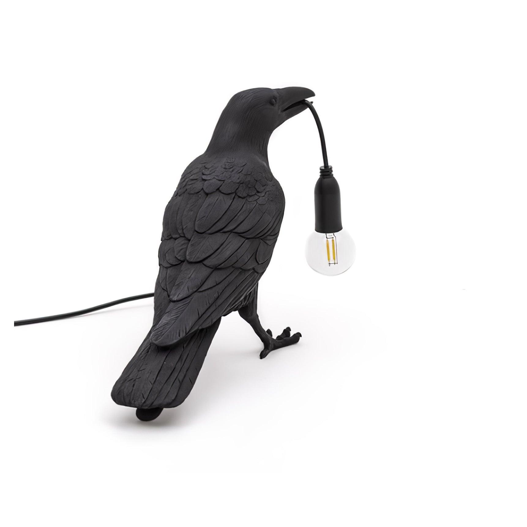 Corvélis | Lampe de Table – Corbeau sculpté résine style moderne