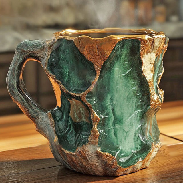 Cristava | Mug en Cristal Minéral – Élégance Artisanale & Design Unique Minerai Vert