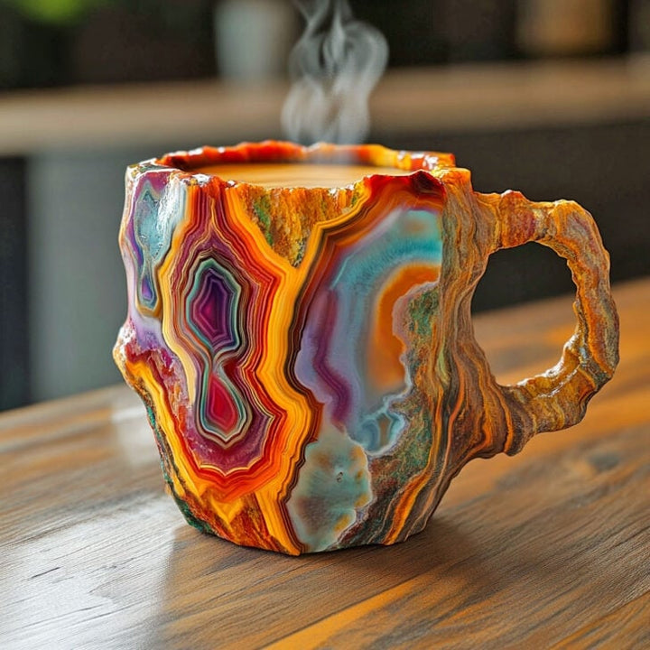 Cristava | Mug en Cristal Minéral – Élégance Artisanale & Design Unique Rouge Volcan