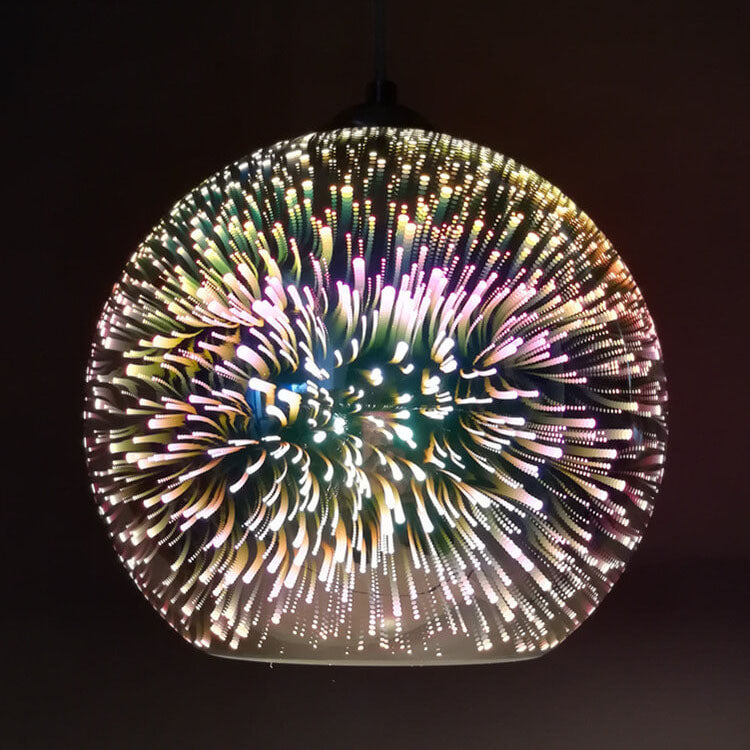 Écliora | Suspension en Verre 3D – Effet Feu d’Artifice Coloré