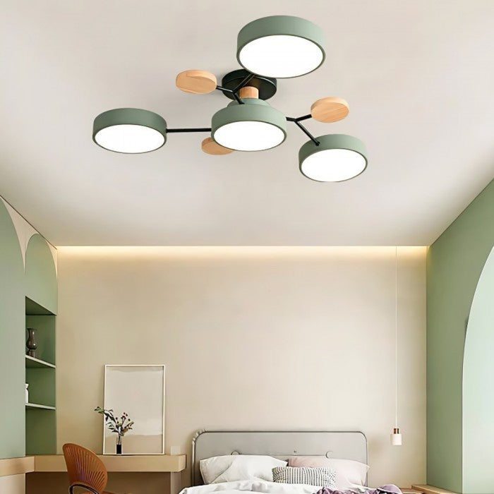 Élysia | Lustre de Plafond – Atmosphère Chaleureuse et Raffinée Vert 4 bras