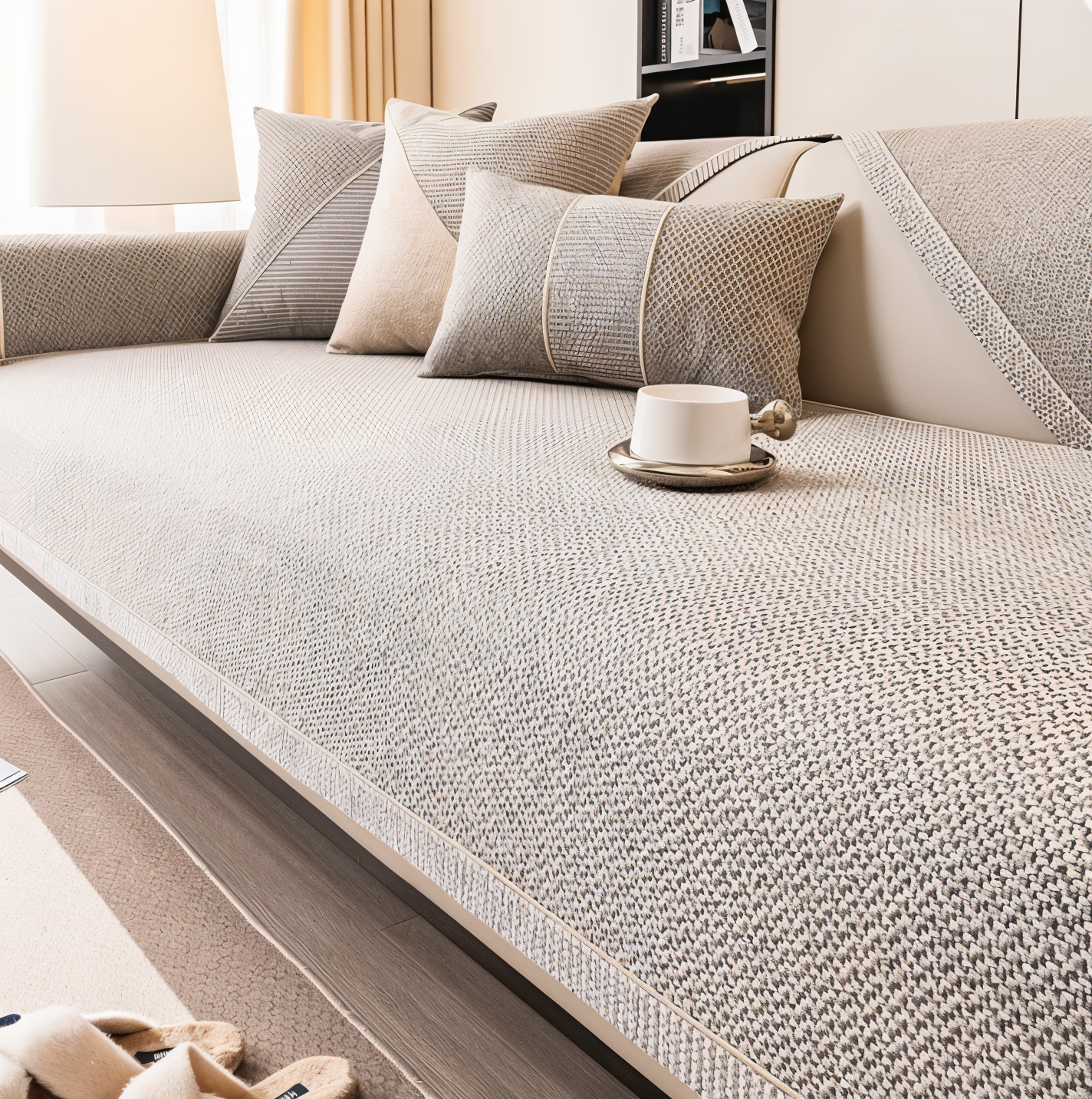 Fortelia | Housse de Canapé Antidérapante – Protection Élégante et Durable Gris clair