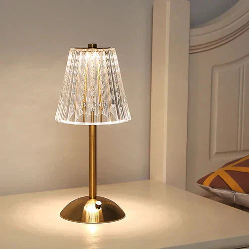 LumiVerre | Lampe de Table – Cristal Raffiné et Éclairage Sans Fil Vintage