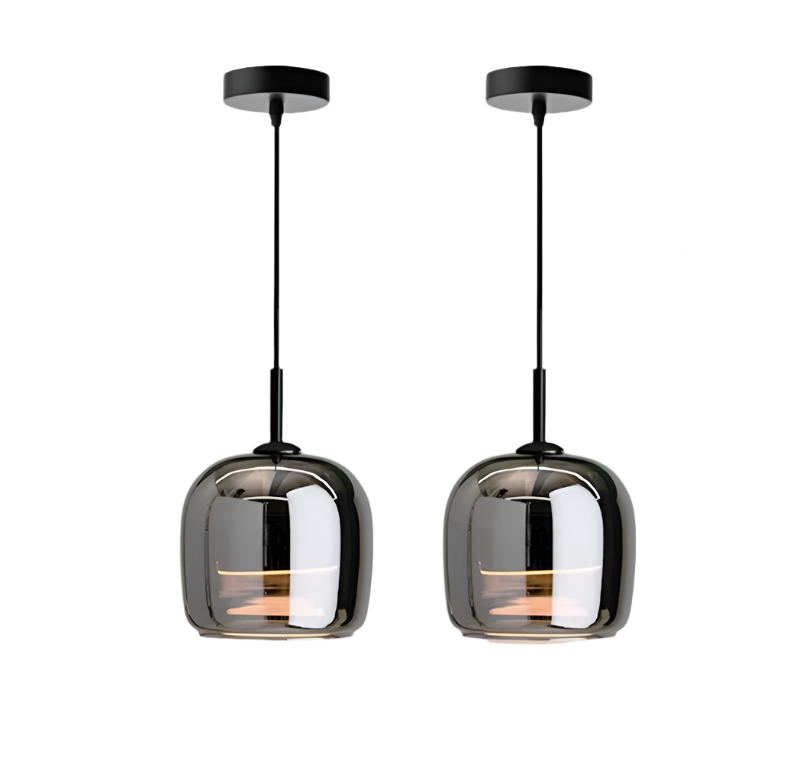 Noctavia | Lustre en Verre Noir – Élégance Nordique et Design Moderne 2 Têtes