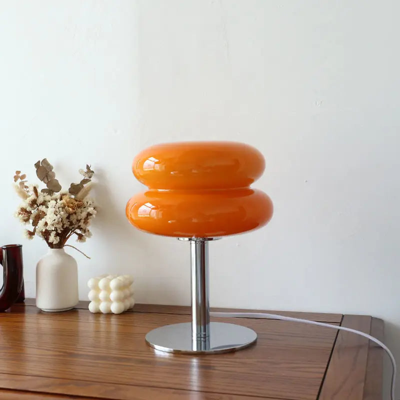Orélia | Lampe de Table – Design Bauhaus, LED dimmable Orange