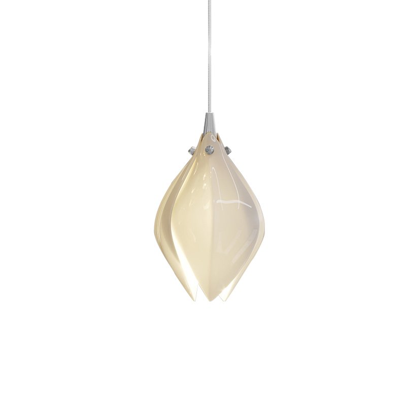 Orévia | Suspension Florale – Lumière Douce et Charme Naturel 1 head Round Canopy ∅ 4.7″ Chrome & White