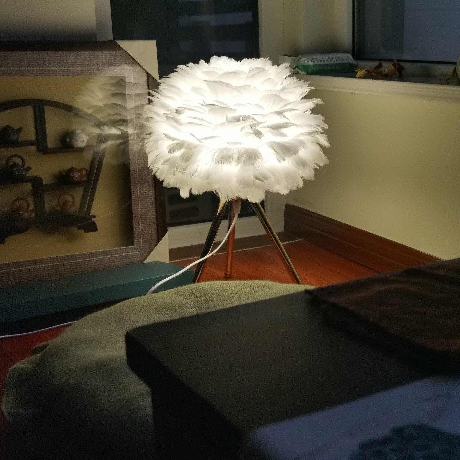 Plumélia | Lampe de Table – Abat-jour plume halo chaleureux