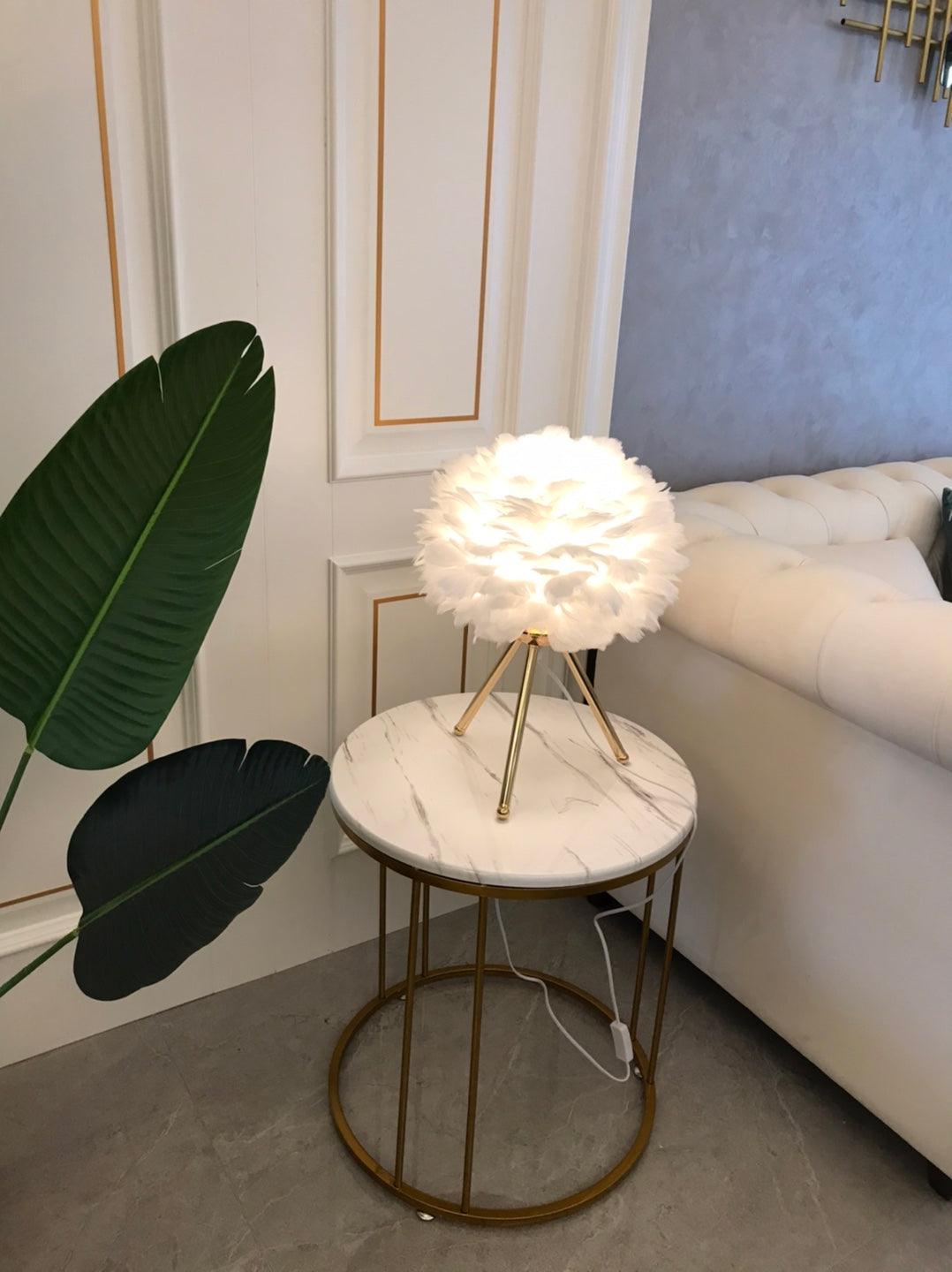 Plumélia | Lampe de Table – Abat-jour plume halo chaleureux